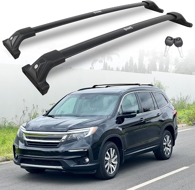Aluminum Roof Rack Cross Bars with Lock Fit for 2016-2022 Honda Pilot with Side Rails, 330lbs Crossbars Anti-Wobble & Wind Noise Reduction Heavy Duty Cargo Carrier Accessories