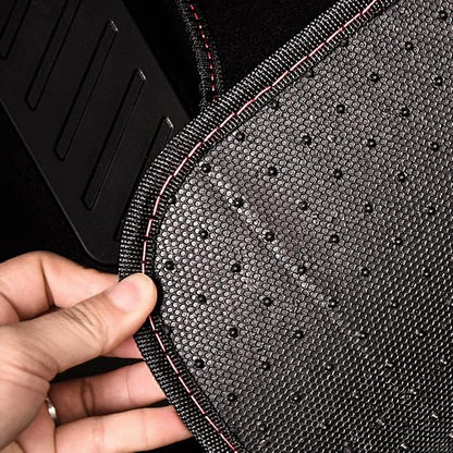 CAR PASS Rainbow Waterproof Universal Fit Faux Leather Car Carpet- Anti-Slip Nibbed Backing Floor Mats for SUV, Vans,Sedans,Trucks, Automotive Set of 4 for Women (Black with Red)