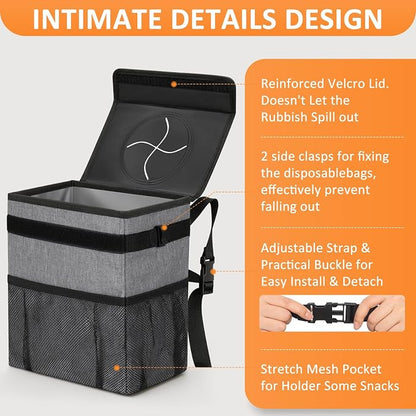 Vankor Car Trash Can Trash Bag Bin Hanging Waterproof Automotive Car Garbage Cans Leak Proof Vehicle Trash Can Grey