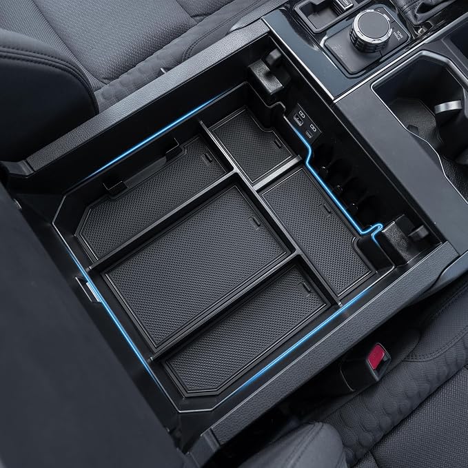 TOPINSTALL 5 Compartments Console Organizer Compatible with 2022-2026 Toyota Tundra/Sequoia 2023-2026, Plastic Armrest Storage Box Full Size Tray (Not for the Console with Safe)