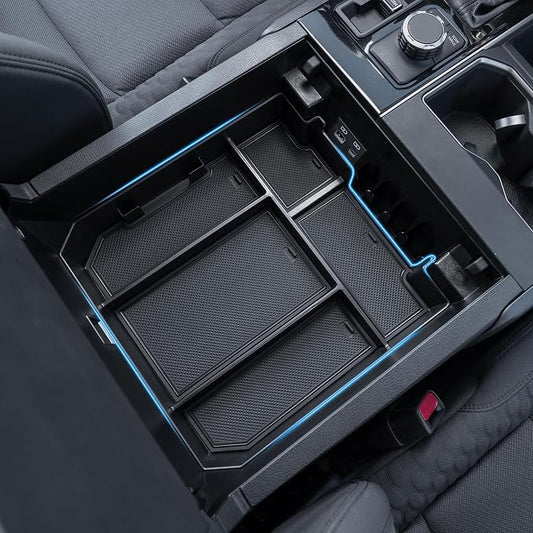 TOPINSTALL 5 Compartments Console Organizer Compatible with 2022-2026 Toyota Tundra/Sequoia 2023-2026, Plastic Armrest Storage Box Full Size Tray (Not for the Console with Safe)