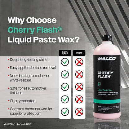 Malco Cherry Flash Automotive Liquid Paste Wax – Protect & Shine Your Vehicle/Easiest Way to Hand Wax Your Car/Lasting Gloss & Protection For Cars, Trucks, Boats and Motorcycles / 1 Gal. (124801)