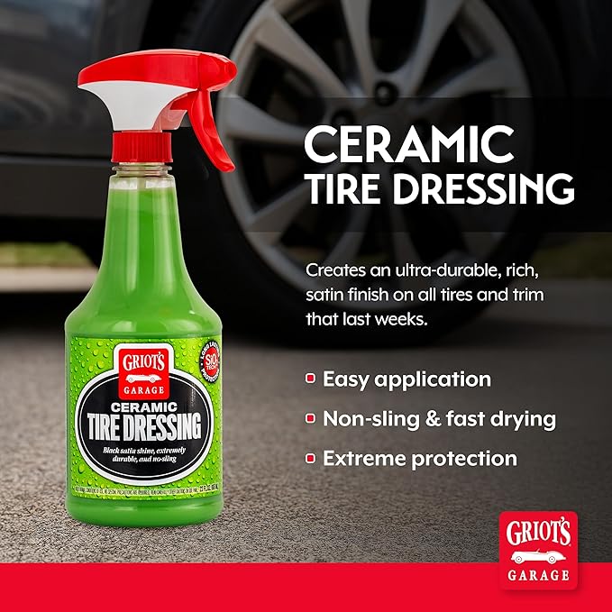 Griot's Garage Ceramic Tire Dressing Coating for Car Detailing, Safe for Rubber, Vinyl, and Plastic Trim on Cars, Trucks, SUVs, Motorcycles, and RVs, 10842, 22oz
