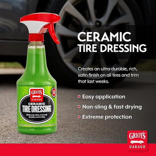 Griot's Garage Ceramic Tire Dressing Coating for Car Detailing, Safe for Rubber, Vinyl, and Plastic Trim on Cars, Trucks, SUVs, Motorcycles, and RVs, 10842, 22oz