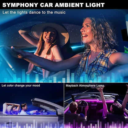 Acrylic Interior Car LED Strip Light with Wireless APP, RGB 18 in 1 with 175 inches 612 LEDs Fiber Optic Strip Lights for Car, Dual Zone Music Sync Neon Car Ambient Lighting Kits