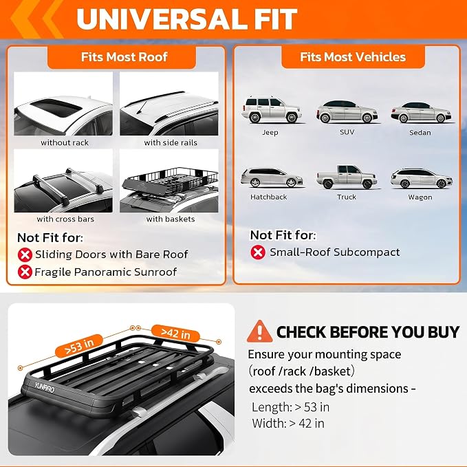 Sailnovo Rooftop Cargo Carrier, 21 Cubic Feet Soft-Shell Cargo Carrier for Top of Vehicle with/Without Roof Rack, Waterproof Car Roof Cargo Carrier with Anti-Slip Mat, Reinforced Straps, Door Hooks
