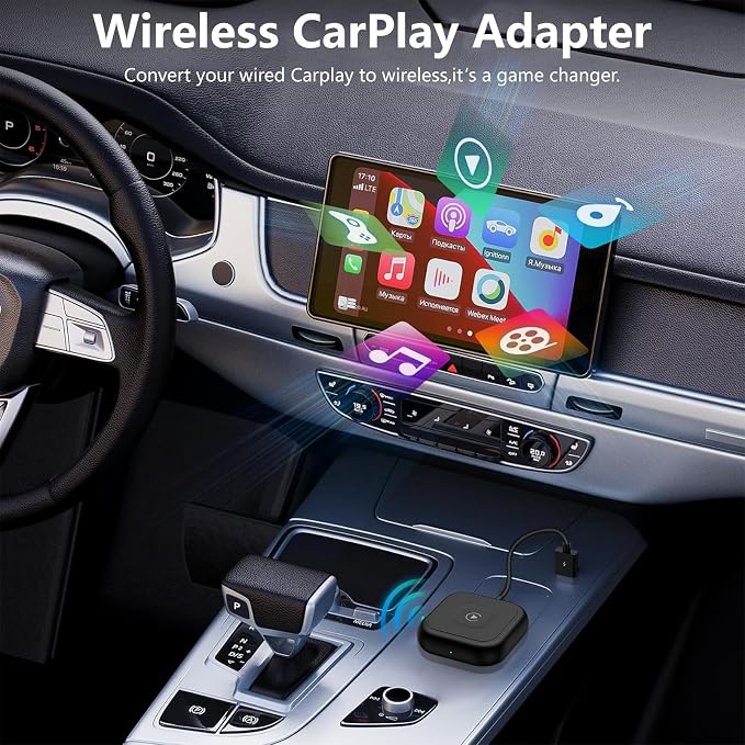 for iPhone 17 Wireless Carplay Adapter Compatible iPhone 17 Pro Max Air 16e 16 15,Automatic iPhone Carplay Wireless Adapter Convert Factory Wired to Wireless Plug and Play Car Play Fits Cars
