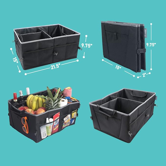 FH Group E-Z Travel™ Collapsible Multi-Compartment Car Trunk Organizer, Cargo Storage Organizer for Cars, SUVs, and Trucks Gray