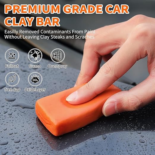 10 Pack Premium Clay Bar Kit - 16oz Synthetic Lubricant, Towels & Gloves - Car Detailing Kit for Cars, SUVs, RVs & Trucks - Removes Contaminants for Glass-Like Shine