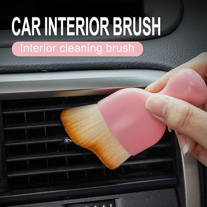 GaRhomxy Car Detailing Brushes, Car Interior Dust Sweeping Soft Brush, Soft Bristles Brush Cleaning Tool for Automotive Dashboard, Air Conditioner Vents, Computer, Scratch Free(Pink)