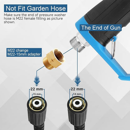 FIXFANS Pressure Washer Gun with Mini Foam Cannon, Dual Connector Accessory, Car Wash Foam Gun Kit - No-Dilution Foam Cannon Pro 100ML, 5 Power Washer Nozzle Tips & M22 Adapter, 1/4" Quick Connect