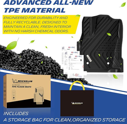Michelin Vehicle Mats, All-Weather TPE Custom Fit Liner for 2024-2026 Toyota Tacoma Double Cab Auto Tran TRD/SR/SR5/Limited, Not Fit Hybrid or XtraCab, Elite