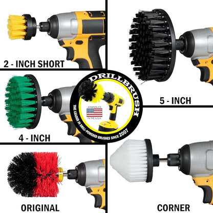 Drillbrush Multipurpose Cleaning Brush Set - Drill Brush Attachments for Cleaning Grout, Tile, Shower, Car Seats, Brick, Stone, Fiberglass, Griddles, and More - Truck/Car Detailing Drill Attachment