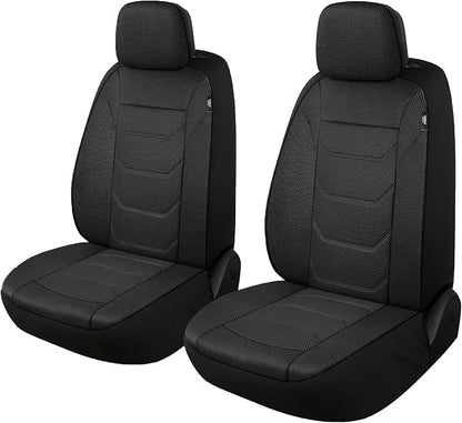 Pariiaotin 3D Air Mesh Car Seat Covers Front Sets Washable and Breathable Premium Cloth Automotive Vehicle Seat Covers for Cars Interior, Universal Fit for Most Cars, Sedan, Truck, SUV(Black)