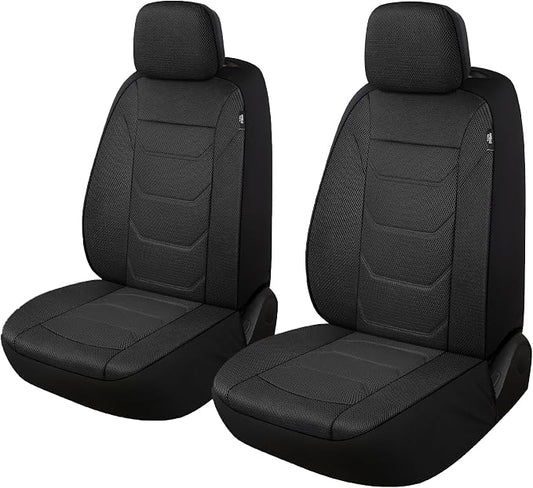 Pariiaotin 3D Air Mesh Car Seat Covers Front Sets Washable and Breathable Premium Cloth Automotive Vehicle Seat Covers for Cars Interior, Universal Fit for Most Cars, Sedan, Truck, SUV(Black)
