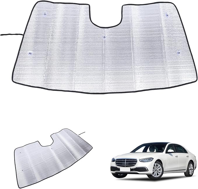 Windshield Sun Shade Compatible with Mercedes-Benz S-Class 2021-2025 Foldable Front Windshield Sunshade Protector, Block UV Rays Keep Your Car Cooler