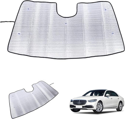 Windshield Sun Shade Compatible with Mercedes-Benz S-Class 2021-2025 Foldable Front Windshield Sunshade Protector, Block UV Rays Keep Your Car Cooler