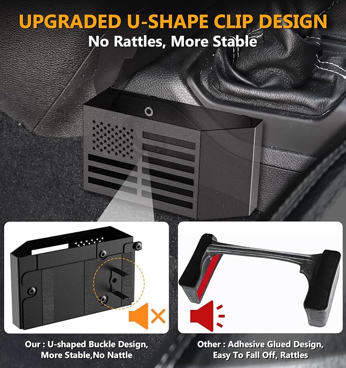 Eamplest Upgrade Magnetic Metal Gear Shift Center Console Organizer for Jeep Wrangler JL JLU 4XE 2018-2026 & Gladiator JT 2020-2026 Accessories Storage Box Tray, US Flag Log (Not for JK/JKU)