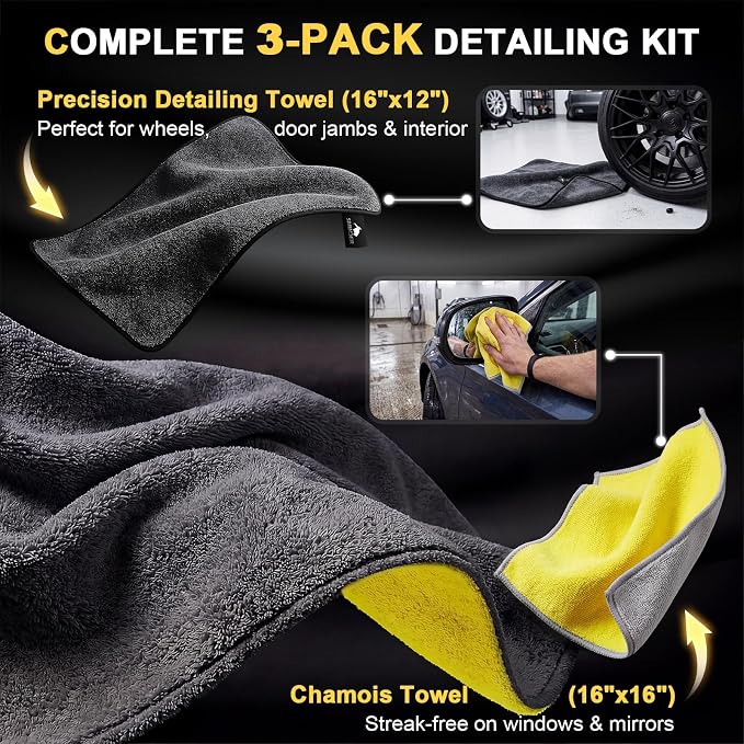 SMINDER 1400 GSM Car Drying Towels Car Detailing– XXL Microfiber Towels for Cars, Trucks (48" x 24"), Ultra-Absorbent, Streak-Free, Scratch-Free, No Water Spots, Double-Twist Pile & Edgeless Design