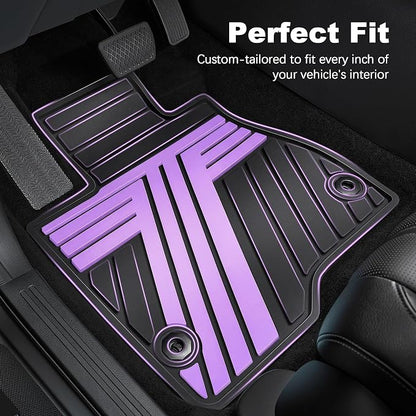 Floor Mats Fit for 10th Gen Honda Accord 2022 2021 2020 2019 2018 Sedan (Gasoline & Hybrid), All Weather Rubber Custom Fit Anti-Slip Floor Liners,1st & 2nd Row, Black & Purple