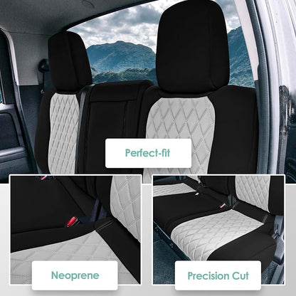 FH Group Custom Fit Car Seat Covers Specifically Made for 2022-2026 Nissan Frontier, Rear Set Gray Ultraflex Neoprene Waterproof Automotive Seat Covers for Pickup Truck, Nissan Accessories