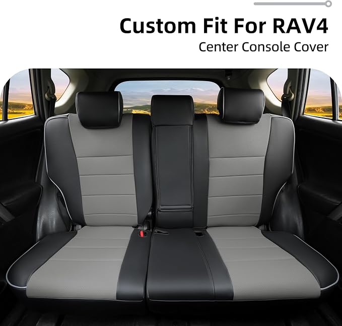 Lolcar Rav4 Seat Covers Custom Fit for Toyota Rav4 XLE,Platinum,Limited 2013-2018 & SE 2016-2018, Leather Truck Seat Cover Full Set for SUV,Faux Leather(Black/Gray)