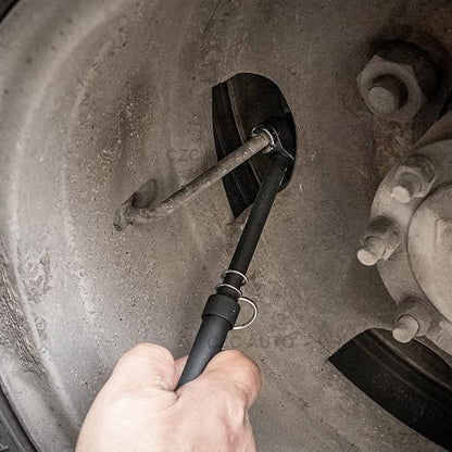 CZC AUTO Tire Pressure Gauge Heavy Duty Air Pressure Tire Gauge, Straight-on Foot Dual Head Chucks, Black Painting, 10-150PSI 100-1000KPa for Semi Truck Car RV Van（1 Pack）