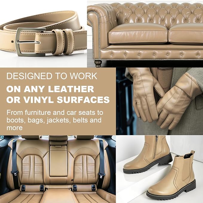 STARTSO WORLD 200Ml Leather Recoloring Balm with 100ML Leather Conditioner, Beige Leather Repair Kit for Furniture, Leather Dye, Leather Scratch Repair, Leather Couch Paint