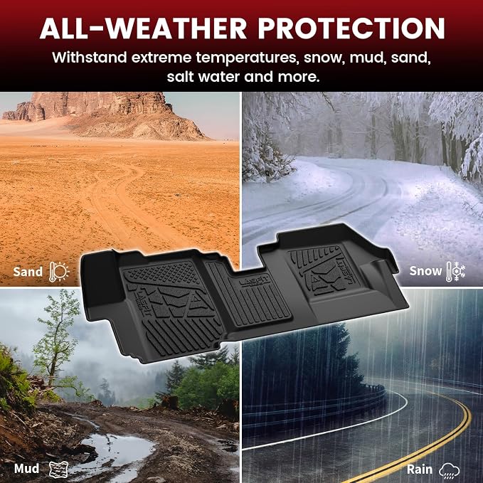 LASFIT Floor Mats for 2024 2025 2026 Dodge Ram ProMaster EV SLT/SLT+/Tradesman Front Mat, All Weather TPE Custom Fit Car Mats Floor Liners 1st Row Only, Black