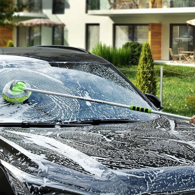 MATCEE Car Wash Brush with Long Handle Car Wash Mop Mitt Kit 62'' Chenille Microfiber Car Cleaning Supplies Scratch Free Car Cleaning Brush Duster for Washing Car Detailing and Household Cleaning