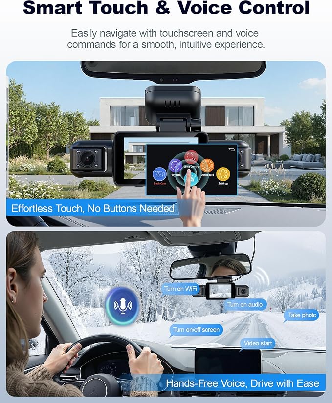 4K STARVIS 2 Dash Cam Front Rear, 5.8GHz WiFi 20MB/s Download, Free 64GB Card, 4 Channel 360° Dash Camera, 3" Touch Screen, AI Driver Monitor System, WDR Night Vision,HDR GPS,24H Parking Mode(N300Pro)