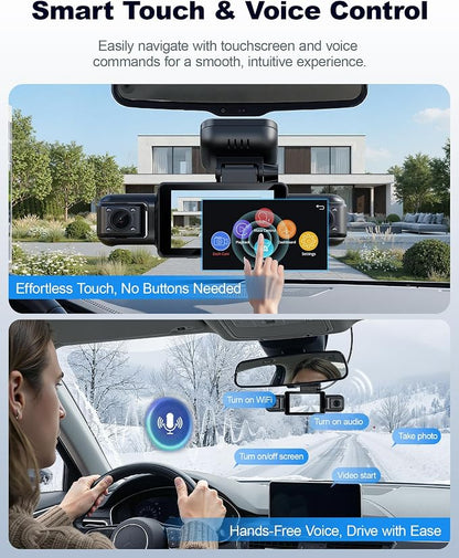 4K STARVIS 2 Dash Cam Front Rear, 5.8GHz WiFi 20MB/s Download, Free 64GB Card, 4 Channel 360° Dash Camera, 3" Touch Screen, AI Driver Monitor System, WDR Night Vision,HDR GPS,24H Parking Mode(N300Pro)