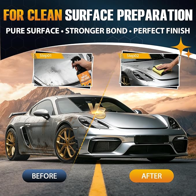 Surface Prep Spray Automotive Wax and Grease Remover, Paint Prep Cleaner for Ceramic Coating Prep Cleaner, Auto Paint Surface Prep, Removes Oil, Wax & Silicone, Plastic Degreaser Spray, 5 fl oz