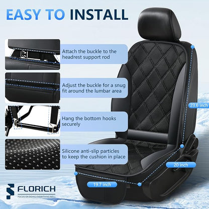 FLORICH Cooling Car Seat Cover 12V-24V Ventilated Cooling Car Seat Cushion with 3-Speed Adjustable Breathable Mesh & Leather Cooling Seat Pad Universal Fit Car SUV Truck Van for Summer Driving, Black