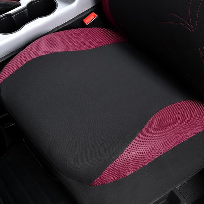 Flying Banner Butterfly car seat Covers ful Set Fashion Universal Lady Woman Female Rear Bench Split Colorized (Full Set - Lace, Burgundy)
