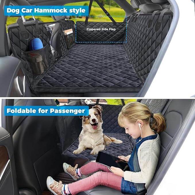 URPOWER 2026 Upgraded Back Seat Extender for Dogs - Large Hard Bottom Dog Car Seat Cover Holds 550lbs, Waterproof Dog Hammock Pet Bed with High-Density Foam Non-Slip Backseat Protector