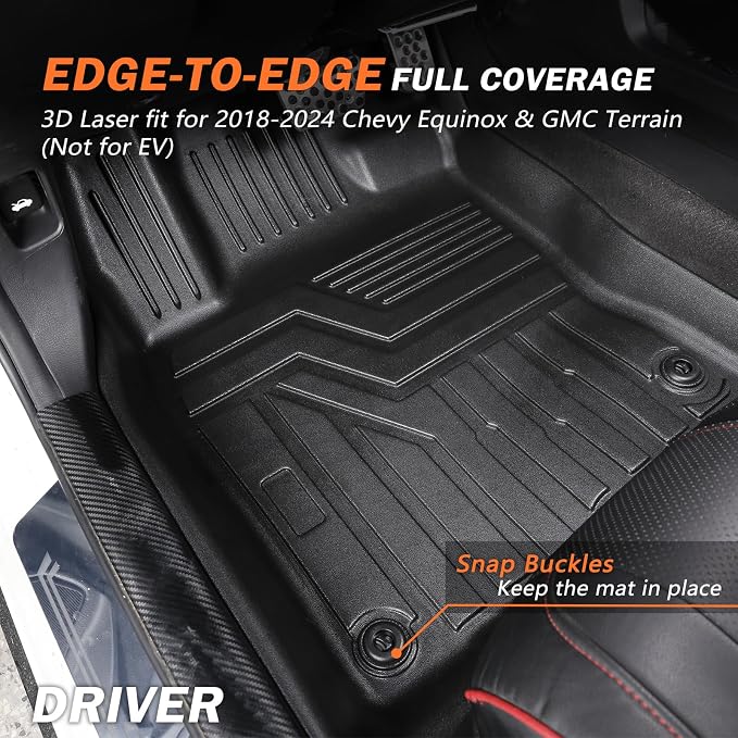 KUST Custom Fit Floor Mats for Chevy Equinox/GMC Terrain 2018-2024 (No for EV), All Weather TPE Rubber Car Mats for Equinox Accessories Front Rear 2 Row Liners, High Edges Non-Slip
