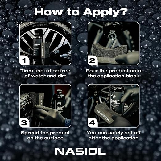 Nasiol DetailerShine Tire Gel, Long Lasting Shiny Tire Dressing, Deeper&Richer Black, Ultimate UV Protection, Easy Application, Non-Greasy Formula 16.9 fl oz
