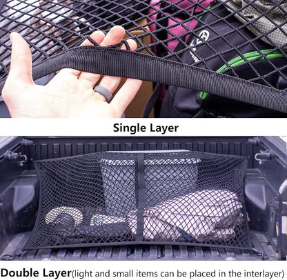 Highly Elastic Cargo Net, Simple Truck Bed Cargo Mesh Organizer, Suitable for 5ft - 6ft Standard Bed Trucks, 4'x4' Stretches to 7'x7' (Single Layer)