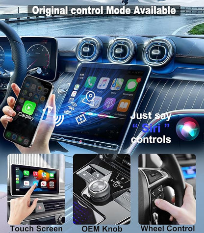 Wireless CarPlay Adapter for iPhone (2025 Upgrade) Converts Wired to Wireless Car Play Adapter, Mini Size Plug and Play, Compatible with iOS 10+ & OTA Updates - Black