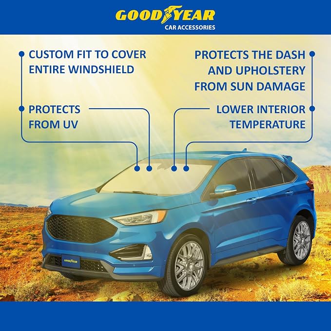 Goodyear Foldable Windshield Sunshade for Ford Edge 2015-2024, Car Accessories, Sunshade Cover, Sun Shade Car Windshield, Window Sun Blocker - GY008297