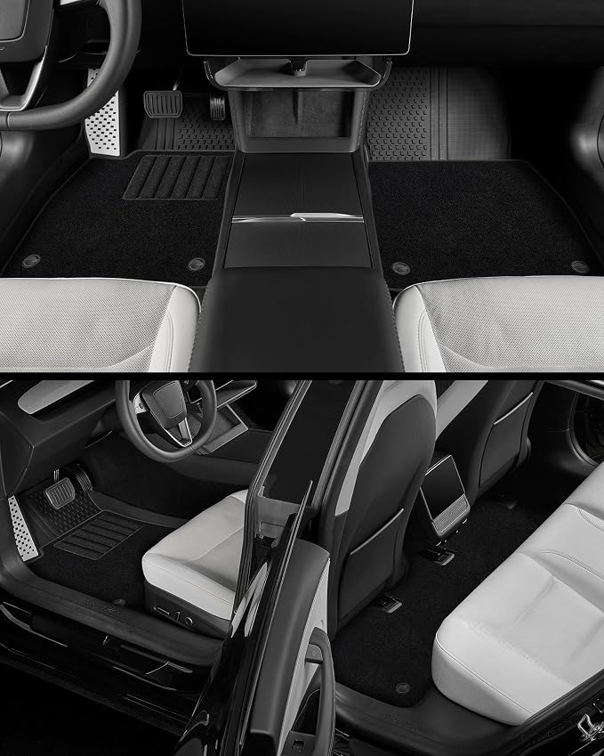 3W Tesla Model 3 2024 2025 2026 Floor Mats, Full Set with Metal Pedal & Carpets, Cargo Liner, Highland All Weather, Custom Fit Rear Trunk Mat, Black, Model 3 Accessories