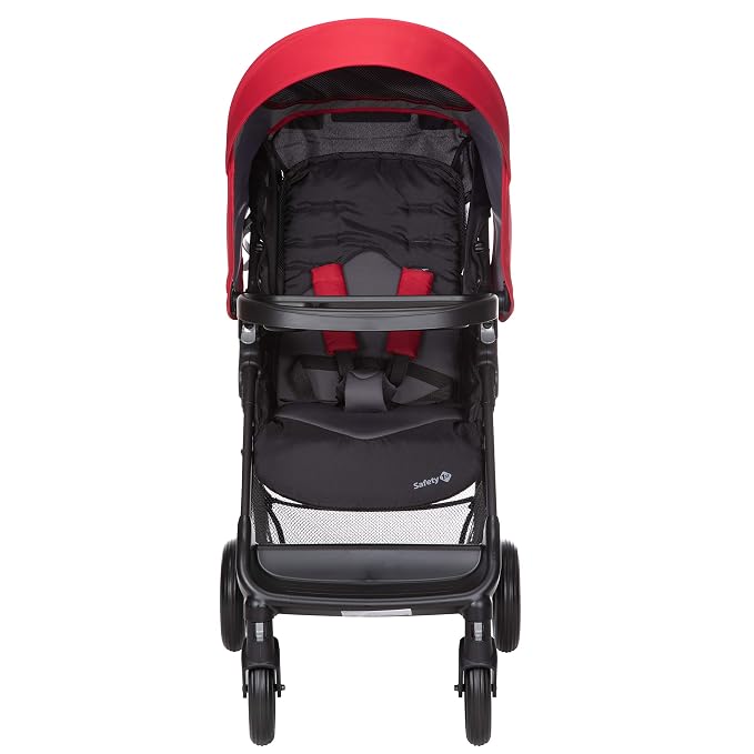Safety 1st Smooth Ride Travel System Stroller and OnBoard FLX Infant Car Seat, Newborn to Toddler Baby Combo, Easy-Install, Large Canopy, Ample Storage, Foldable, Rear-Facing 4-30 lbs, Black Cherry