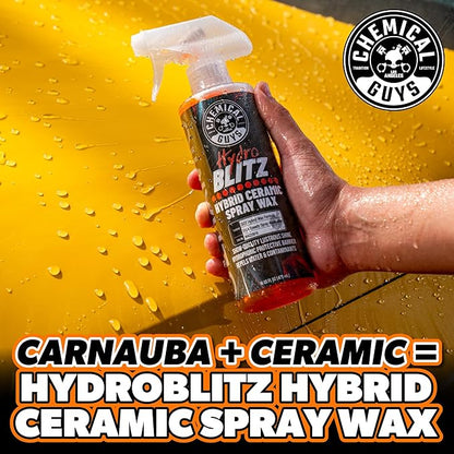 Chemical Guys HydroBlitz Ceramic Spray Wax with Carnauba - Hybrid Car Wax Spray Formula for Cars, Trucks, SUVs and RVs, Boosts Gloss, Protection & Water Beading on Paint, Glass and Wheels, 16 fl oz
