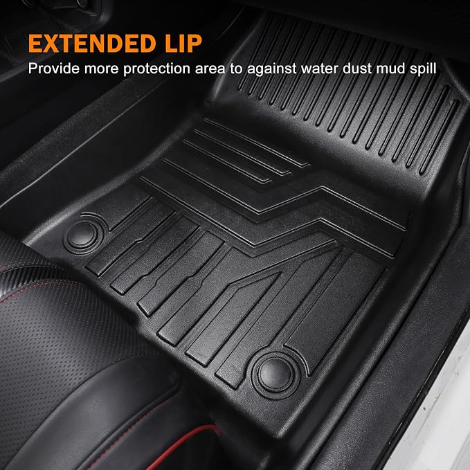 KUST Floor Mats for 2015-2026 Ford F-150/F150 Lightning SuperCrew Cab (Only for Rear Seat Without Under-Seat Fold Flat Storage), All Weather Car Mats for F150 Accessories TPE Rubber Raised Edge