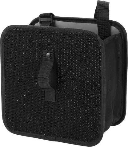 1 Pcs Universal Car Trash Can Hanging 9.1" Length 5.5" Width 9.1" Height Trash Bin Black Fabric Rhinestone