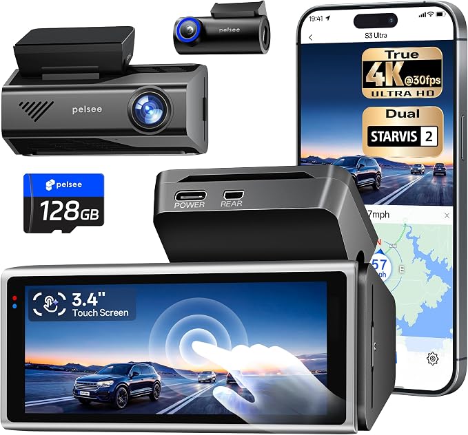 True 4K+2.5K Dash Cam Front and Rear,IMX678 + IMX675 Dual Starvis 2 Sensor,Free 128GB Card & OBD Hardwire Kit,Native 4K HDR Dash Camera for Cars,5.8GHz WiFi 6,STARLIT™ Full Color Night Vision,GPS,ADAS