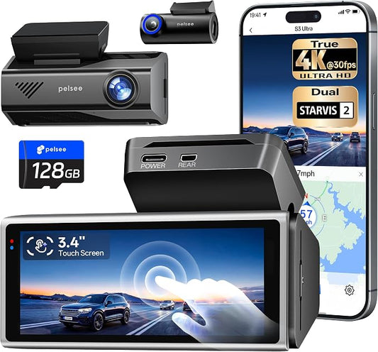 True 4K+2.5K Dash Cam Front and Rear,IMX678 + IMX675 Dual Starvis 2 Sensor,Free 128GB Card & OBD Hardwire Kit,Native 4K HDR Dash Camera for Cars,5.8GHz WiFi 6,STARLIT™ Full Color Night Vision,GPS,ADAS