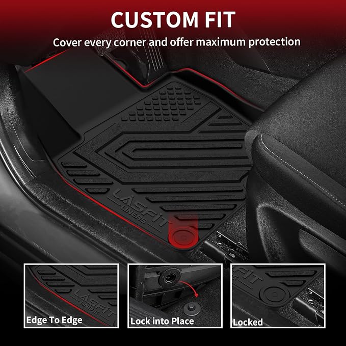 LASFIT Floor Mats & Backrest Mats & Trunk Mat for Mazda CX5 2017-2025 All Weather TPE Custom Fit Floor Liners Car Mats Accessories, Include 1st & 2nd Row & Seatback & Cargo Mats, Black