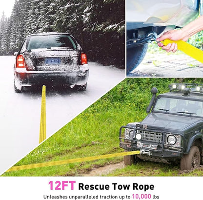 Car Roadside Emergency Kit with Jumper Cables, Car First Aid Kit Emergency Kit for Vehicles, Car Safety Roadside Assistance Kit Headlamp, Tow Straps, Gloves, Essential Car Accessories for Men, Women